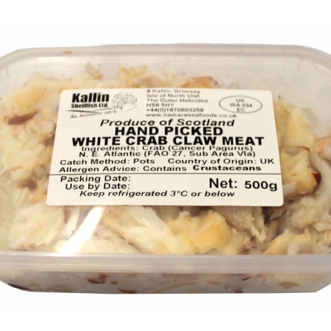 Hebridean Hand Picked Crab Claw Meat 500g tray